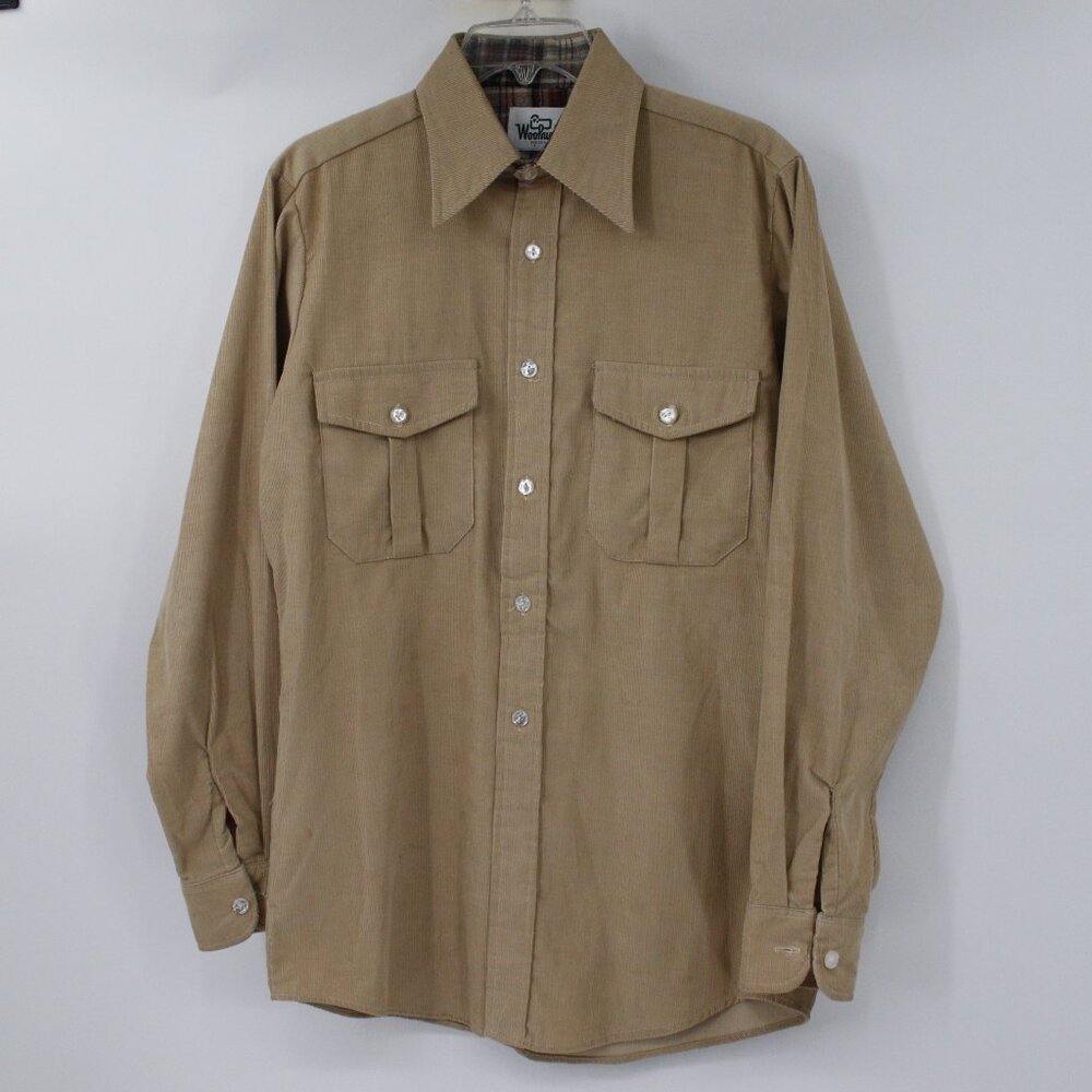 Vintage Woolrich Shirt Mens Medium corduroy Long Sleeve Heavy‎ Cotton Button Up